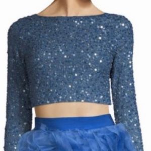 Alice + Olivia sequin long sleeve crop top
